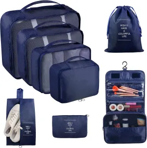 Packing Cubes, 8 Pcs Travel Packing Organizers for Suitcases, Large Capacity Travel Luggage Organizers Set includes 8 Storage Bags, Travel Essentials for Women or Men (Navy Blue)