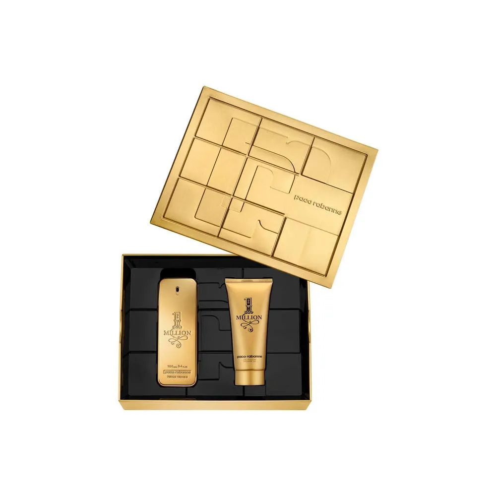 Paco Rabanne RABANNE ONE MILLION FOR MEN 2 PIECE SET TIN BOX (3.4 OZ EAU DE TOILETTE SPRAY   3.4 OZ SHOWER GEL), multi color