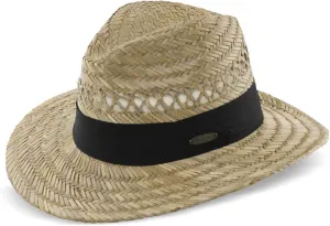 Panama Jack Safari Straw Hat - Lightweight, 3" Big Brim, Inner Elastic Sweatband, 3-Pleat Ribbon Hat Band