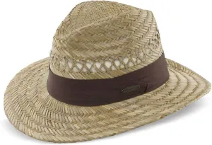 Panama Jack Safari Straw Hat - Lightweight, 3" Big Brim, Inner Elastic Sweatband, 3-Pleat Ribbon Hat Band