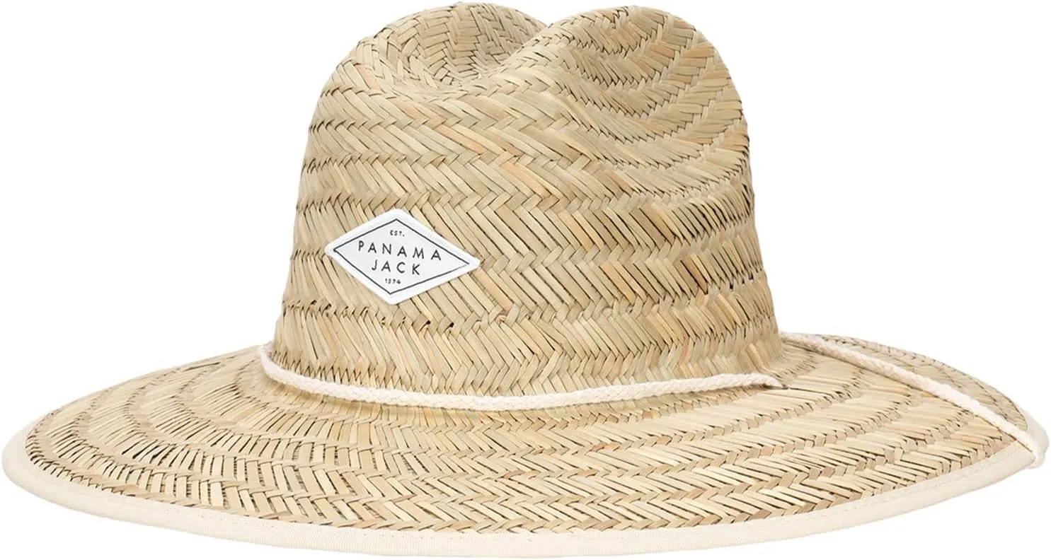 Panama Jack Women's Sun Hat - Lifeguard, Hand Woven Straw, UPF (SPF) 50  UVA/UVB Sun Protection, 4" Big Brim