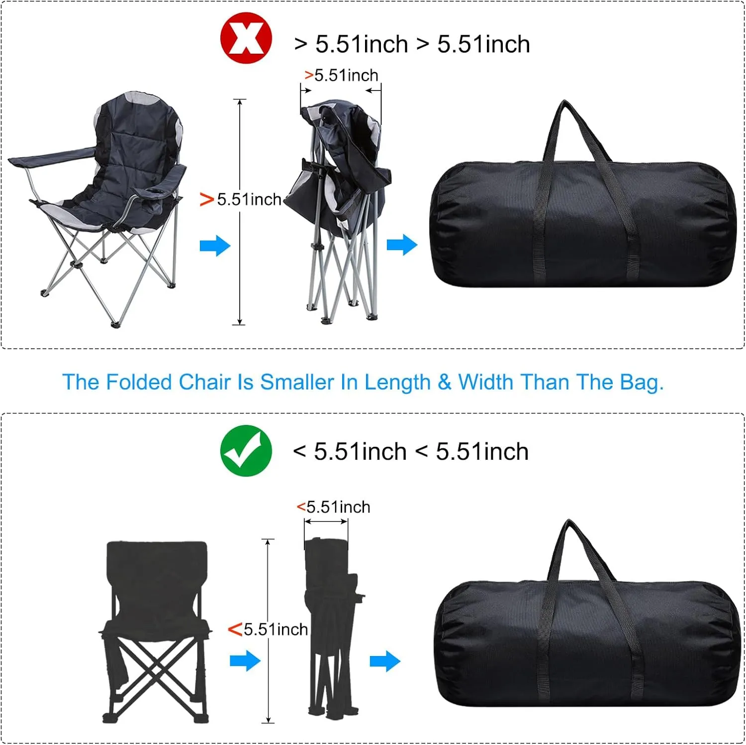 PATIKIL Folding Camping Chair Replacement Bag 31.5" x 5.5", Portable Camping Storage Tent Bag with Handle Strap for Outdoor Camping Hiking Travel, Black