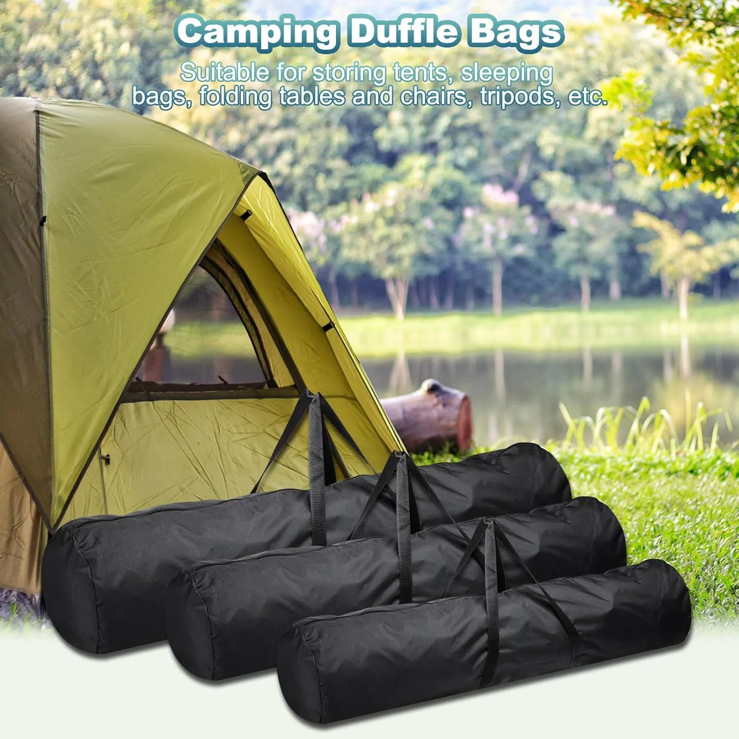 PATIKIL Folding Camping Chair Replacement Bag 31.5" x 5.5", Portable Camping Storage Tent Bag with Handle Strap for Outdoor Camping Hiking Travel, Black