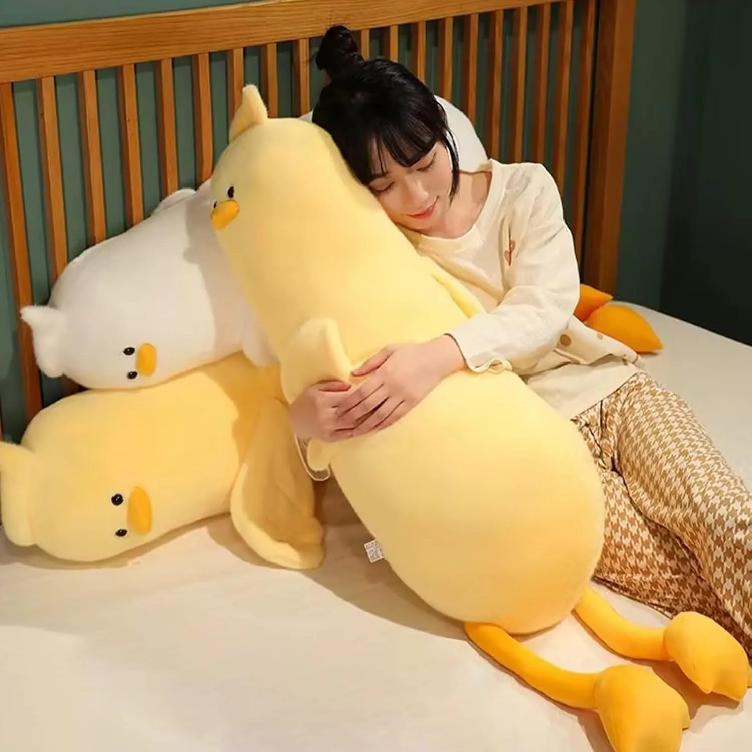 PEACH CAT Long Duck Plush Pillow Cute Duck Stuffed Animal Toy Gift for Kids Yellow 43.3"