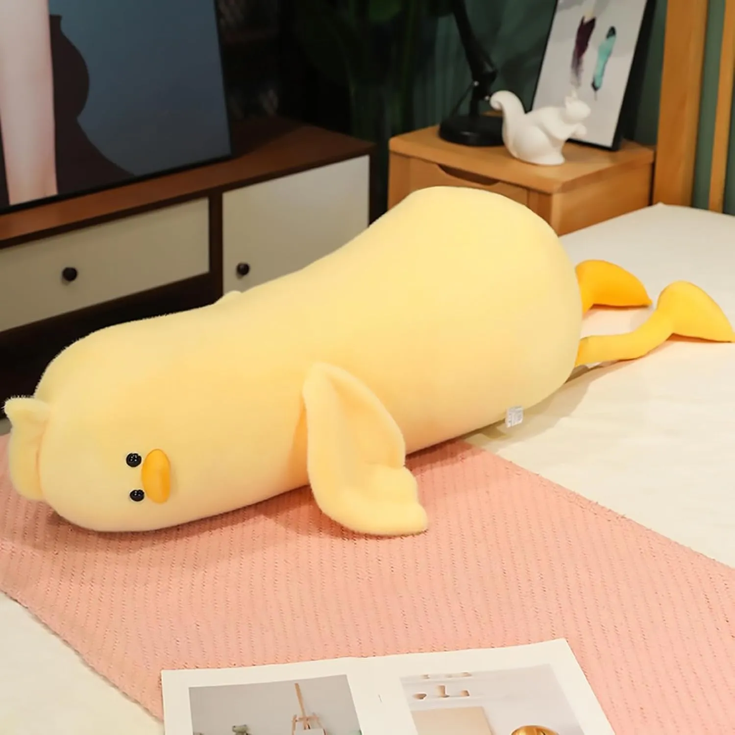 PEACH CAT Long Duck Plush Pillow Cute Duck Stuffed Animal Toy Gift for Kids Yellow 43.3"