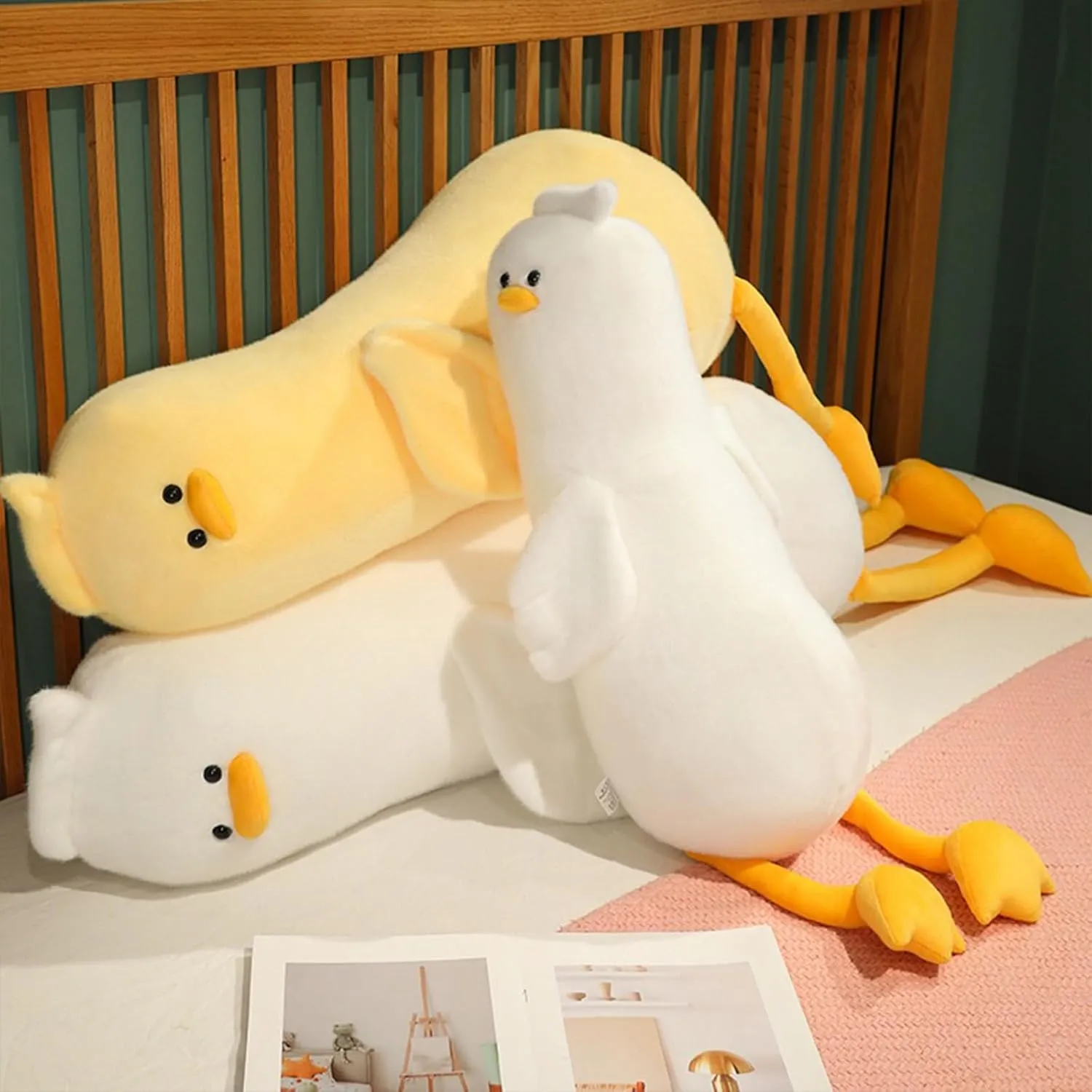 PEACH CAT Long Duck Plush Pillow Cute Duck Stuffed Animal Toy Gift for Kids Yellow 43.3"