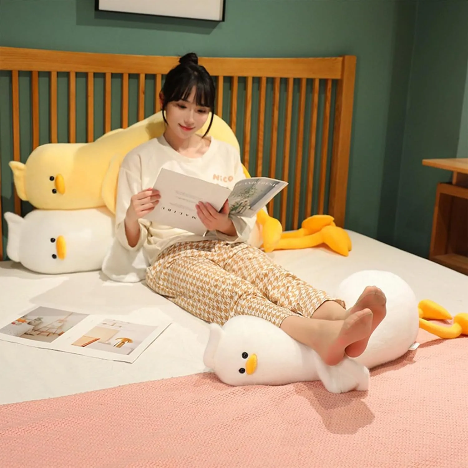 PEACH CAT Long Duck Plush Pillow Cute Duck Stuffed Animal Toy Gift for Kids Yellow 43.3"