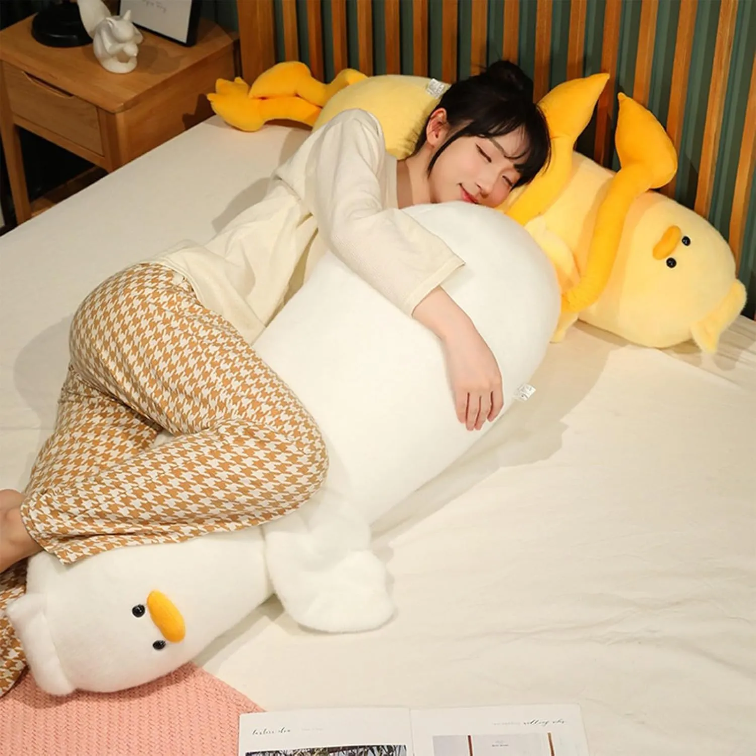 PEACH CAT Long Duck Plush Pillow Cute Duck Stuffed Animal Toy Gift for Kids Yellow 43.3"