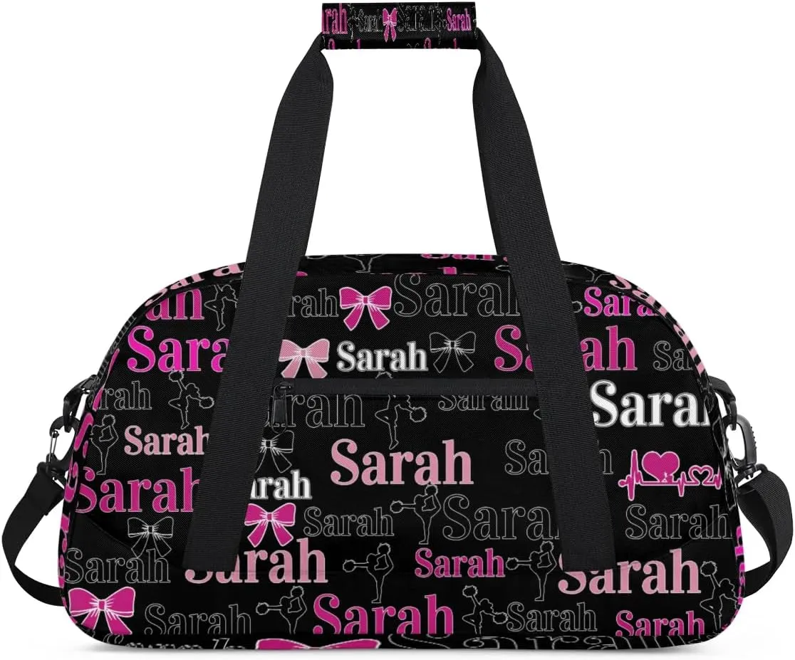 Personalized Cheer Duffle Bags, Custom Cheerleading Gym Bag for Women, Cheer Duffel Bag with Name Overnight Weekender Bags Customized Gifts for Cheerleaders (Black)
