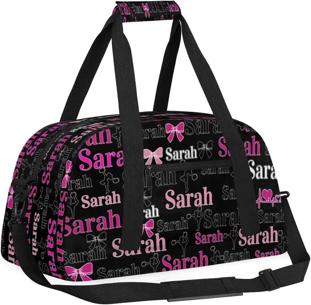 Personalized Cheer Duffle Bags, Custom Cheerleading Gym Bag for Women, Cheer Duffel Bag with Name Overnight Weekender Bags Customized Gifts for Cheerleaders (Black)