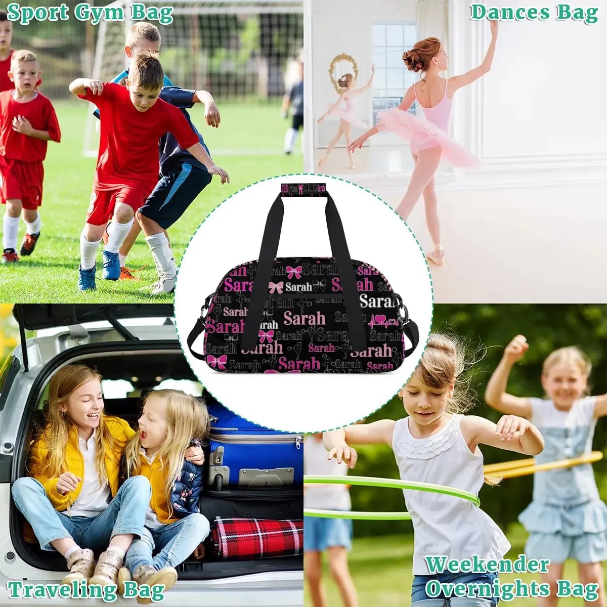 Personalized Cheer Duffle Bags, Custom Cheerleading Gym Bag for Women, Cheer Duffel Bag with Name Overnight Weekender Bags Customized Gifts for Cheerleaders (Black)