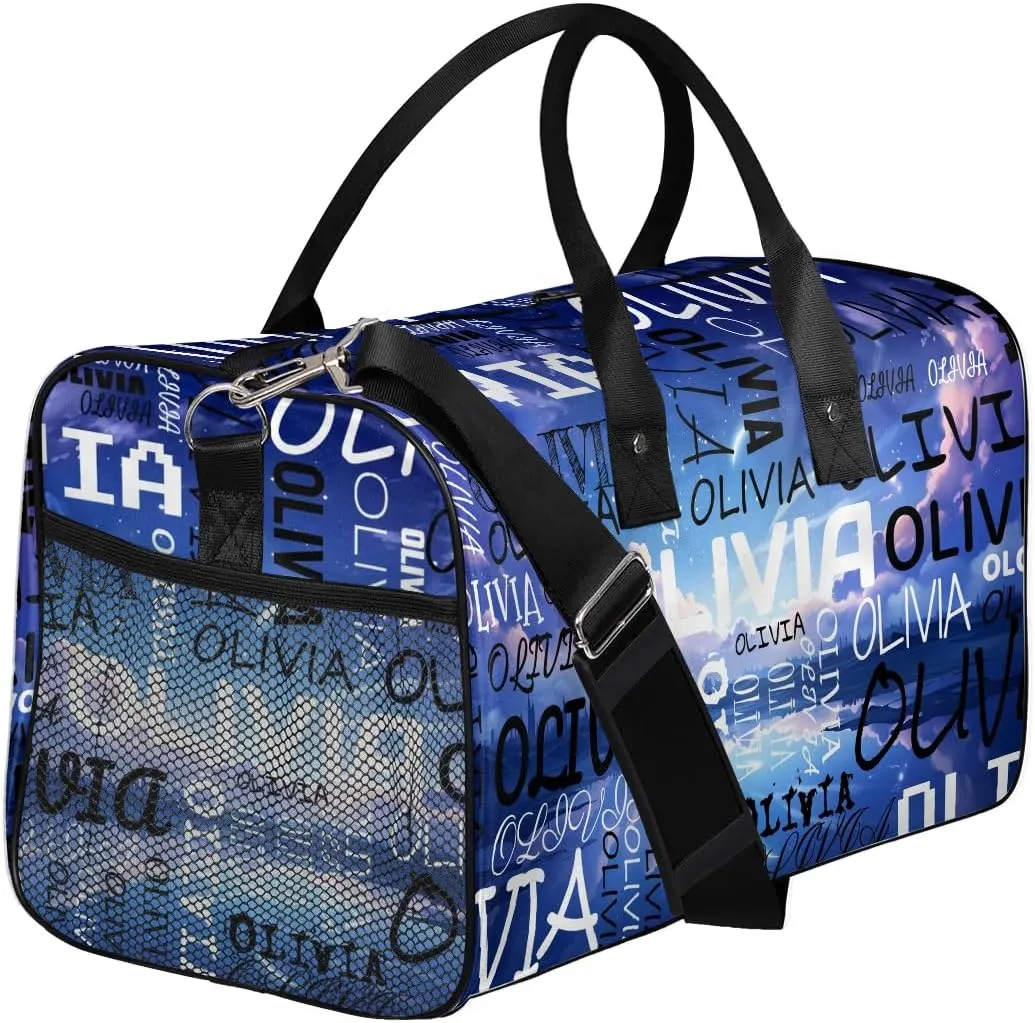 Personalized Dance Bag with Name Beautiful Starry Sky Custom Gym Duffle Bag for Women Travel Bag Carry On Tote Weekender Overnight Bags Sport Training Bag