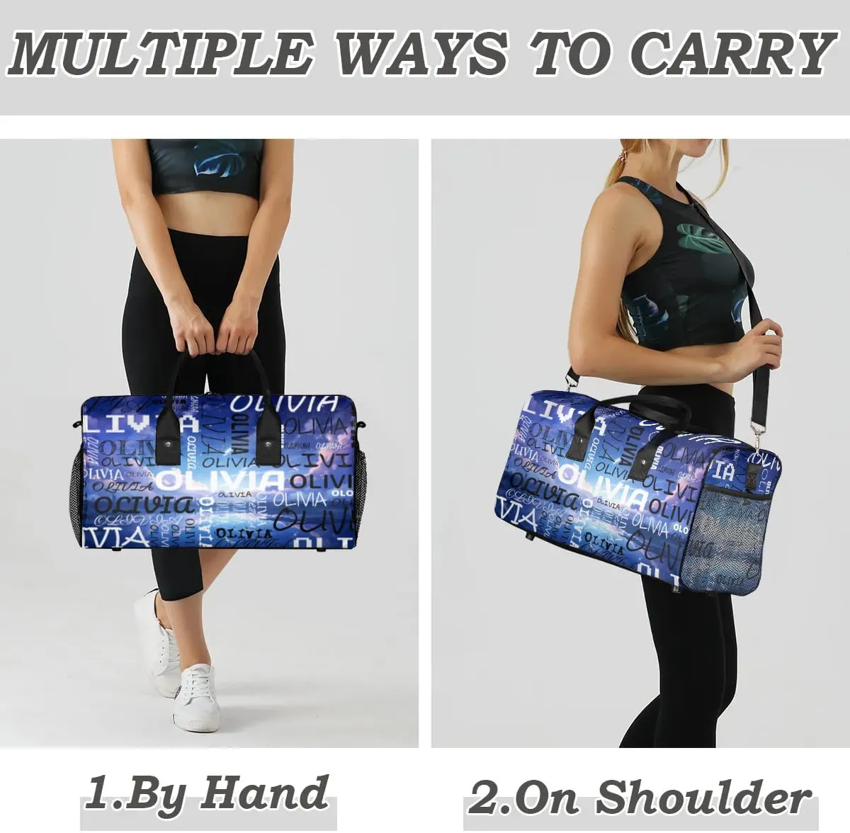 Personalized Dance Bag with Name Beautiful Starry Sky Custom Gym Duffle Bag for Women Travel Bag Carry On Tote Weekender Overnight Bags Sport Training Bag