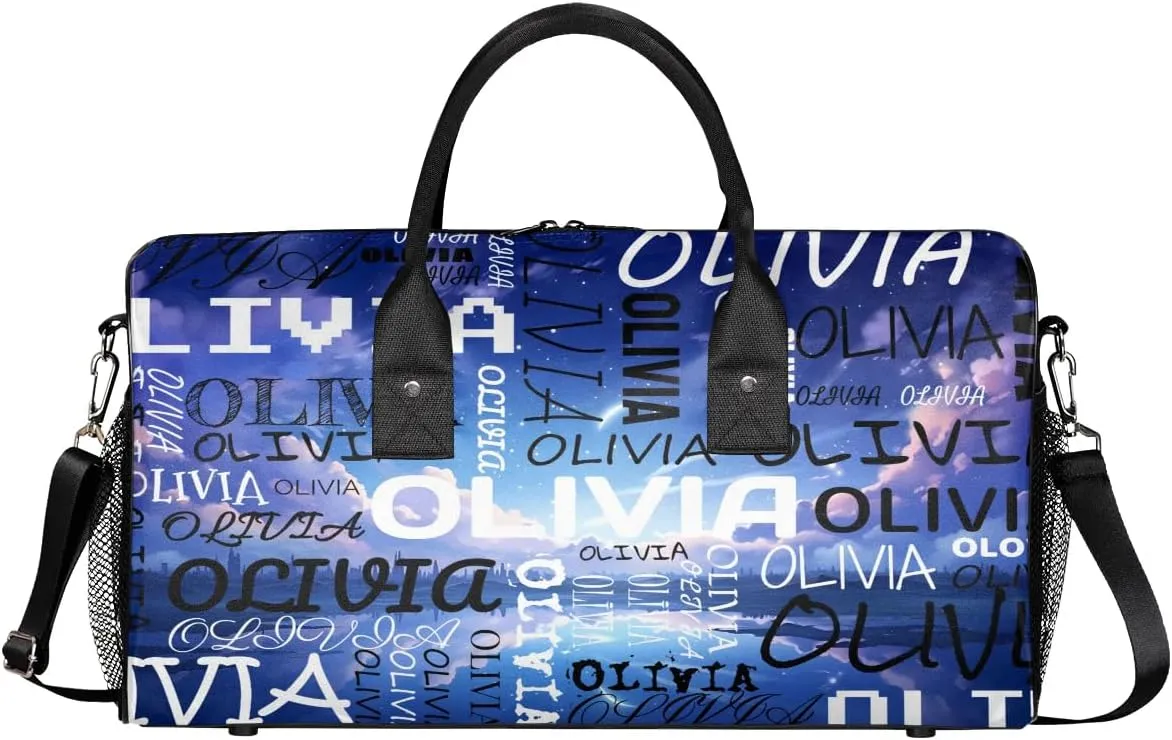 Personalized Dance Bag with Name Beautiful Starry Sky Custom Gym Duffle Bag for Women Travel Bag Carry On Tote Weekender Overnight Bags Sport Training Bag