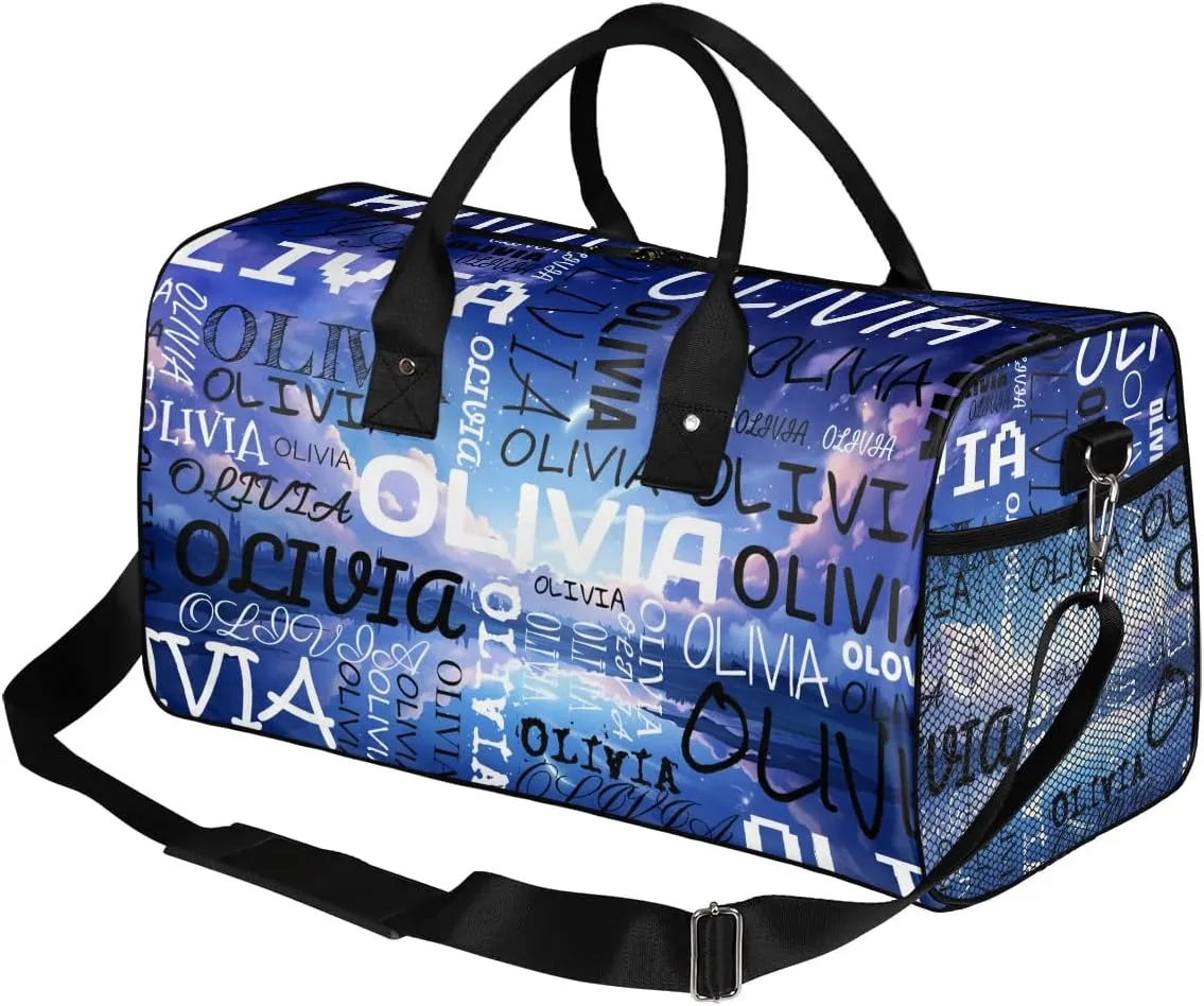 Personalized Dance Bag with Name Beautiful Starry Sky Custom Gym Duffle Bag for Women Travel Bag Carry On Tote Weekender Overnight Bags Sport Training Bag
