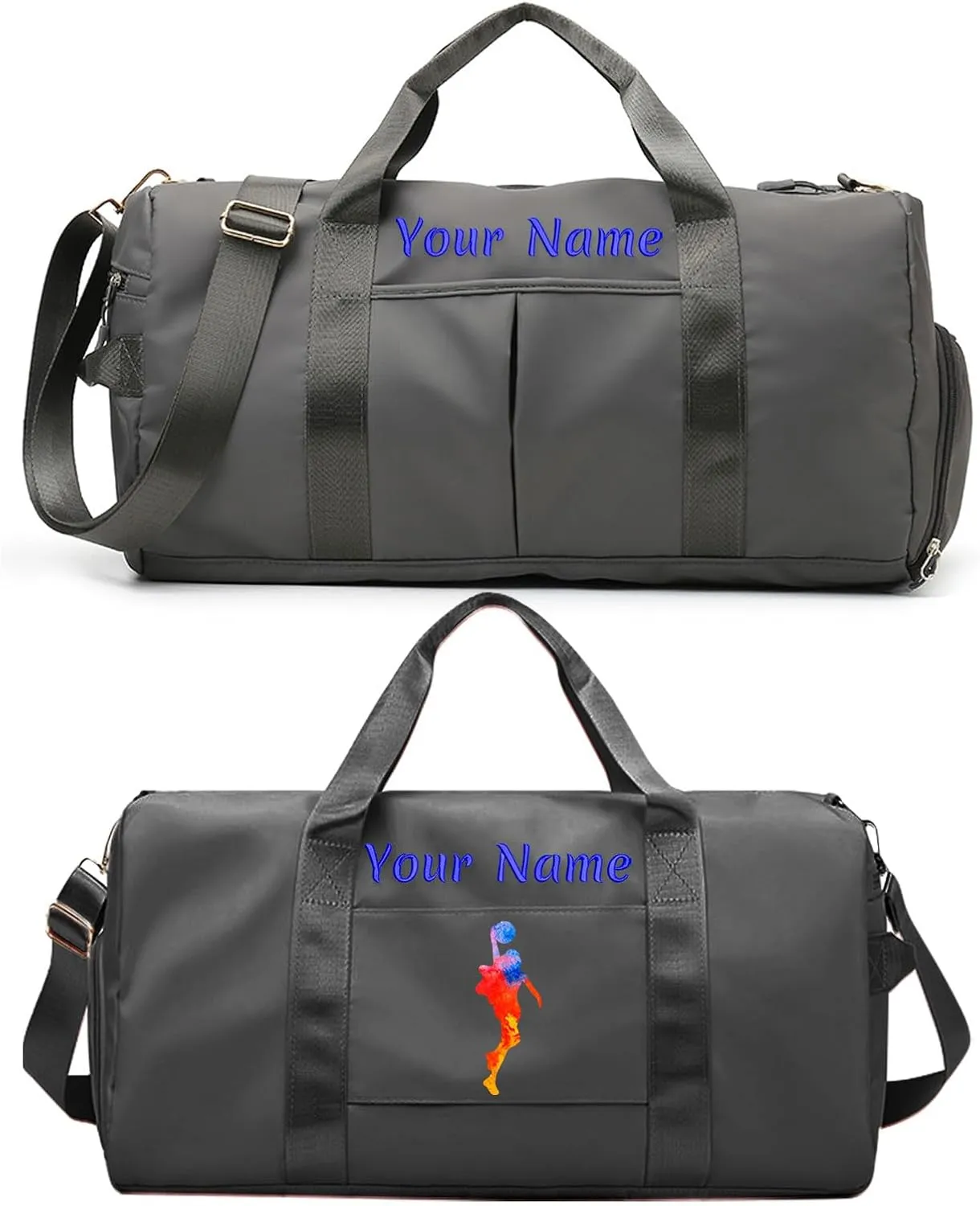 Personalized Duffle Bag with Photo Name Text, Customized Travel Bags with Wet Dry Pockets & Shoe Compartment, Custom Ballet Dance Sport Gym Bag for Women Girls