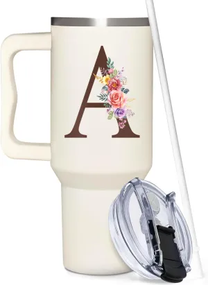 Personalized Gifts For Women - Personalized Gifts For Birthday, Christmas - Monogrammed Gifts Customized Gifts For Woman, Mom, Wife, Best Friend, Sister, Coworkers - Custom Tumbler With Handle 40oz