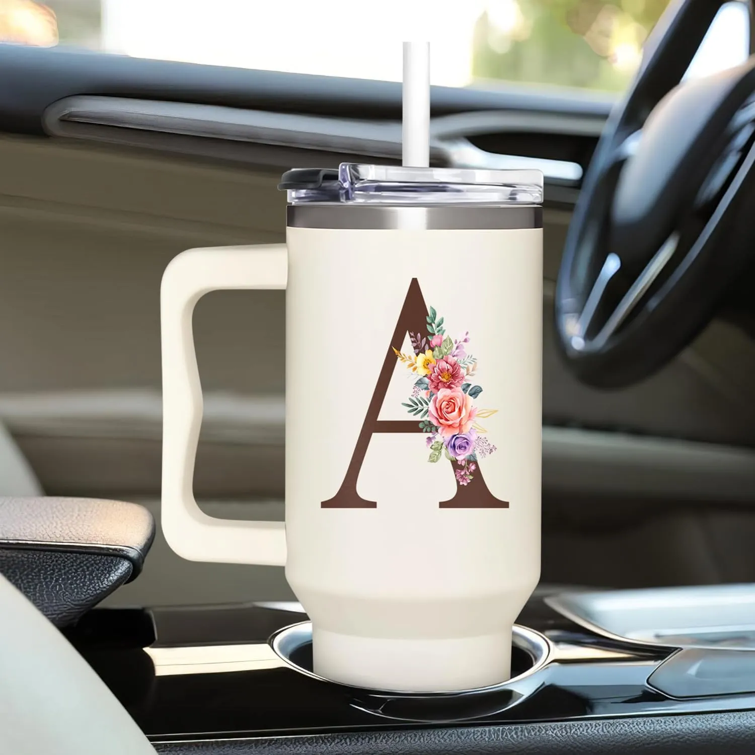 Personalized Gifts For Women - Personalized Gifts For Birthday, Christmas - Monogrammed Gifts Customized Gifts For Woman, Mom, Wife, Best Friend, Sister, Coworkers - Custom Tumbler With Handle 40oz