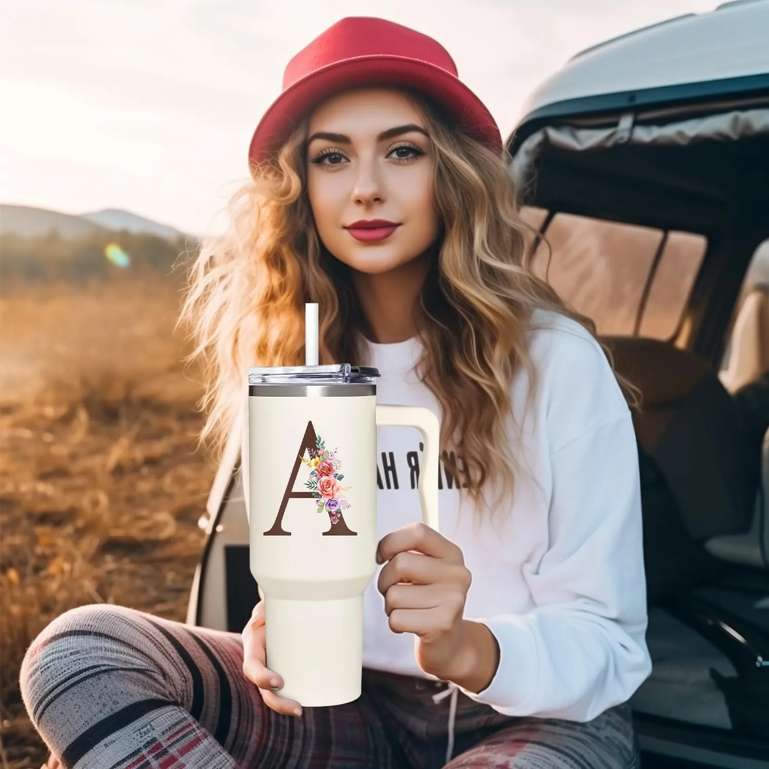 Personalized Gifts For Women - Personalized Gifts For Birthday, Christmas - Monogrammed Gifts Customized Gifts For Woman, Mom, Wife, Best Friend, Sister, Coworkers - Custom Tumbler With Handle 40oz