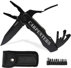 Personalized Multitool Knife w/Engraved Name in 20 Fonts, 9 In 1 Multi Tool Plier Knife with Pliers, Screwdriver Set & Belt Case, Camping & Fishing Gifts for Him, Christmas Gifts for Men