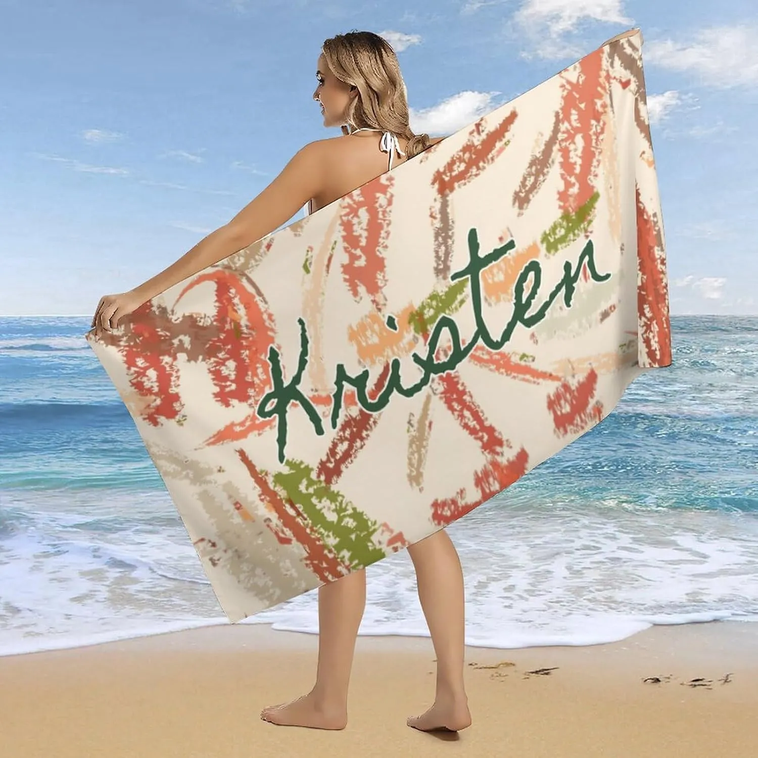 Personalized Oversized Beach Towel for Adults - Custom Name Large Beach Towel, Multipurpose Use as Picnic Mat, Kids Blanket, and Sunbathing Towel