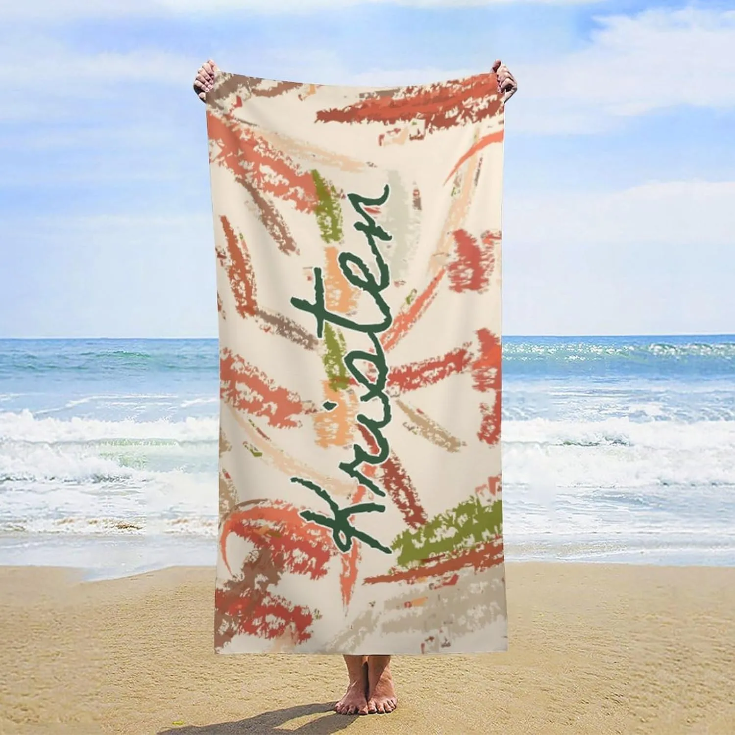 Personalized Oversized Beach Towel for Adults - Custom Name Large Beach Towel, Multipurpose Use as Picnic Mat, Kids Blanket, and Sunbathing Towel