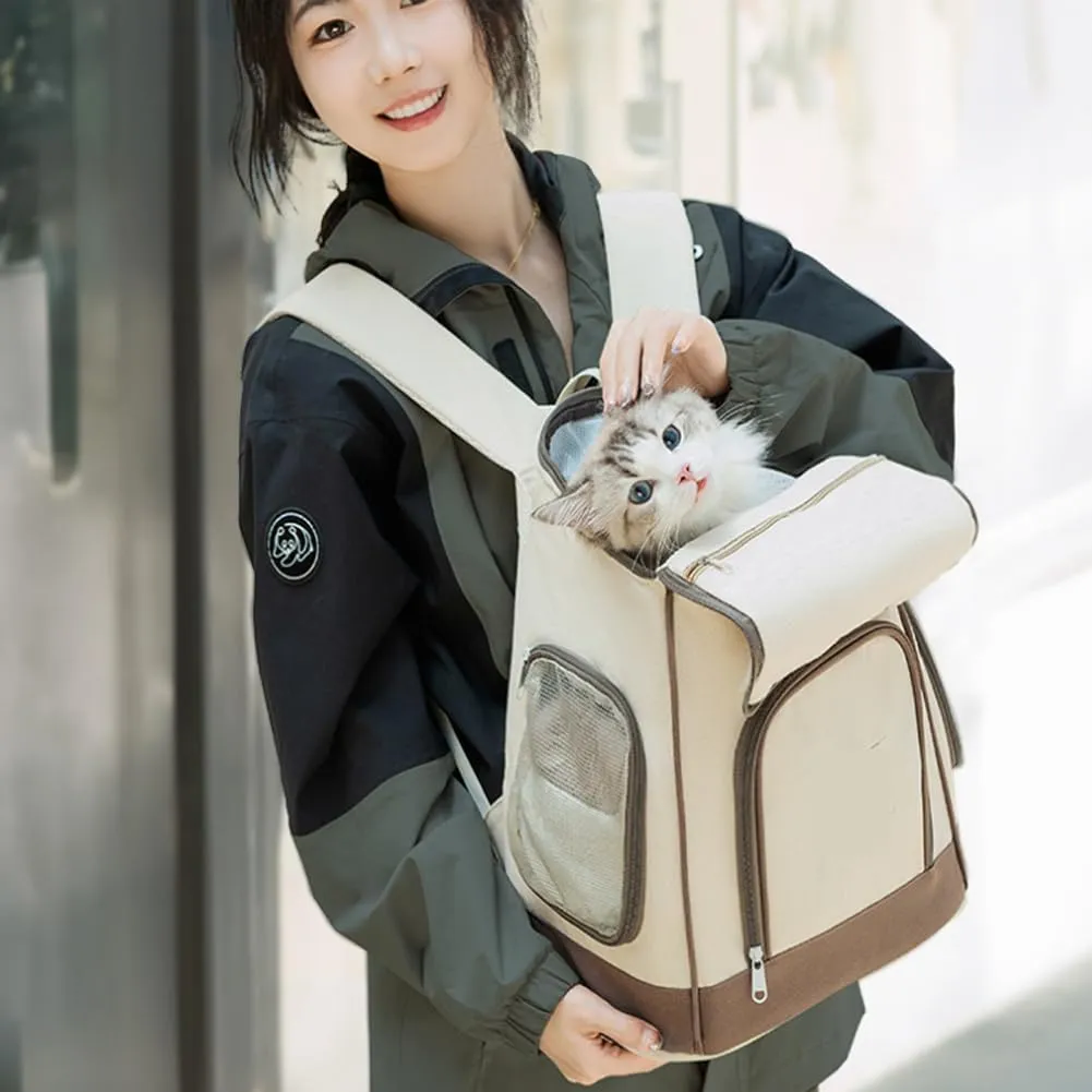 Pet Outing Bag Large Capacity Cat Dog Handheld Foldable Small and Medium Sized Dog Chest Front Back Diagonal Span (White)