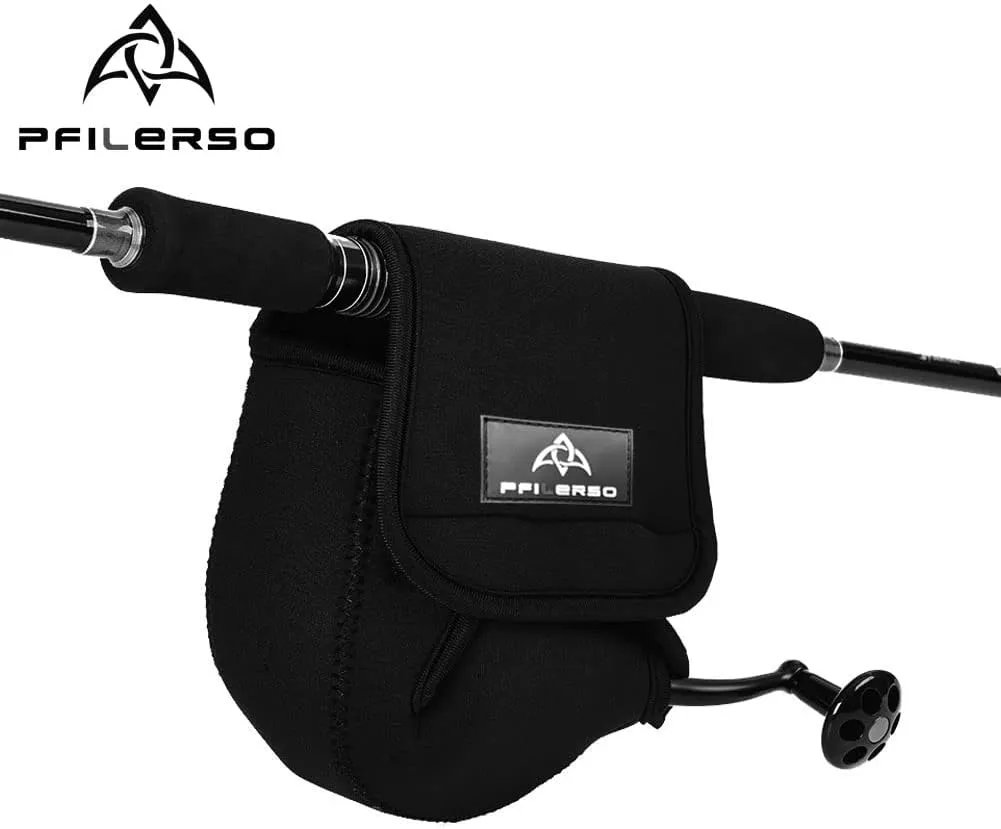 PFIERSO 3Pcs Fishing Spinning Reel Covers Bag Baitcasting Trolling Fishing Reel Protective Case Pouch Sleeve Gloves Fishing Bags Fits 1000-8000 Series Reel 3Size (Meidum-3Pack)