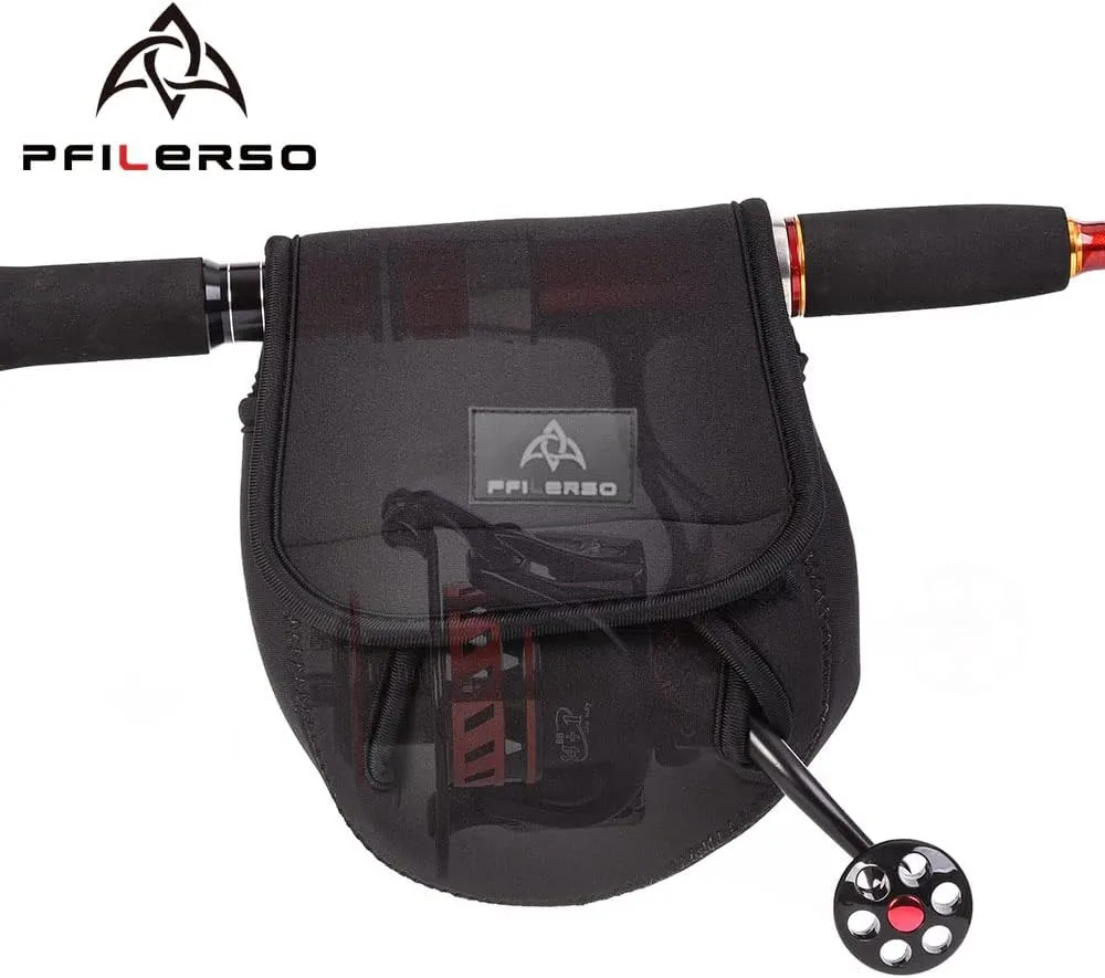 PFIERSO 3Pcs Fishing Spinning Reel Covers Bag Baitcasting Trolling Fishing Reel Protective Case Pouch Sleeve Gloves Fishing Bags Fits 1000-8000 Series Reel 3Size (Meidum-3Pack)
