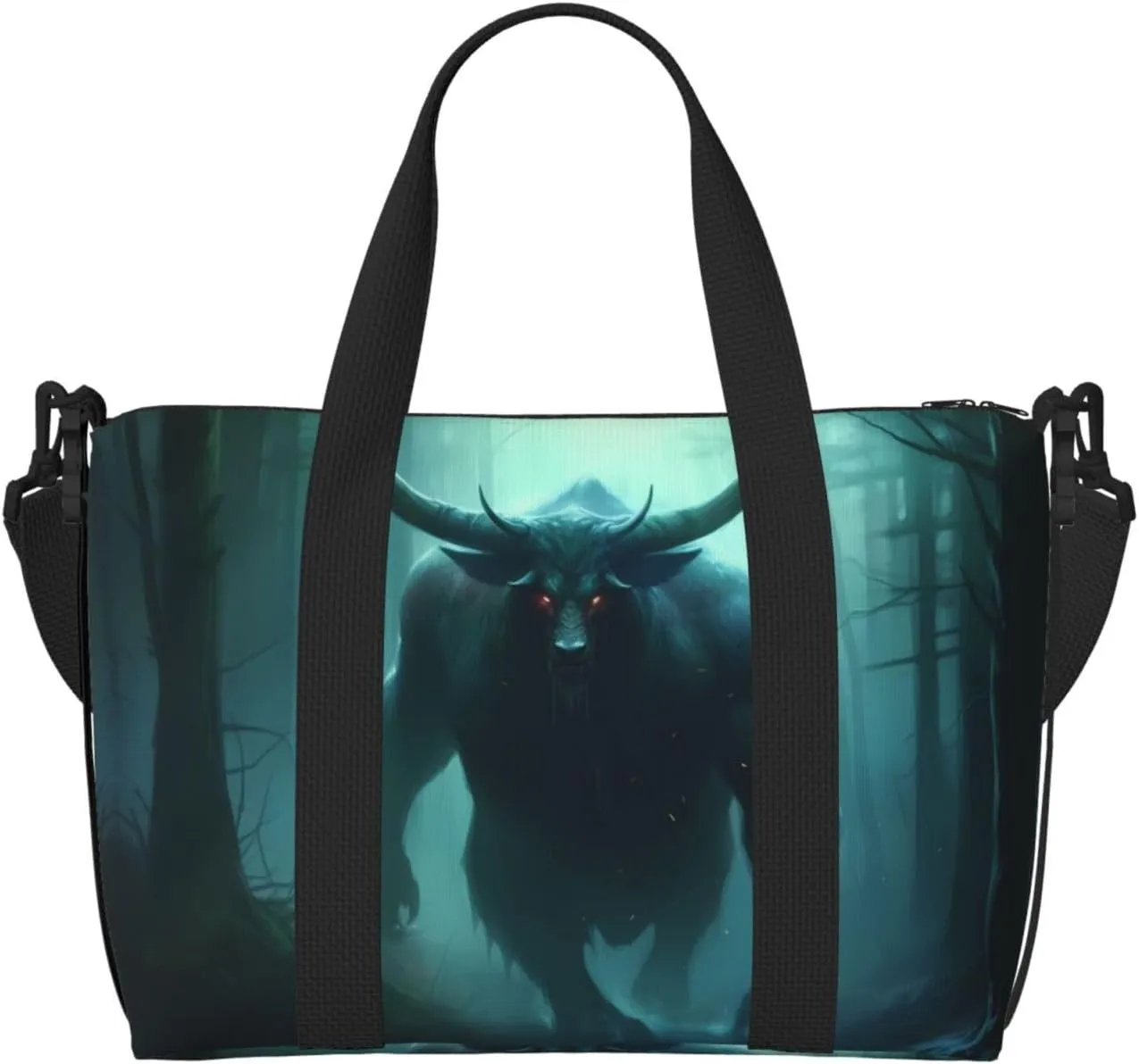 Phayah Cow Horned Beast Travel Duffel Bag Handbag Carry-On Luggage Bag Overnight Foldable Unisex Airline Travel Personal Items Bag