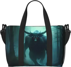 Phayah Cow Horned Beast Travel Duffel Bag Handbag Carry-On Luggage Bag Overnight Foldable Unisex Airline Travel Personal Items Bag