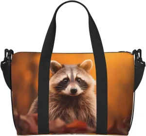 Phayah Raccoon Travel Duffel Bag Handbag Carry-On Luggage Bag Overnight Foldable Unisex Airline Travel Personal Items Bag