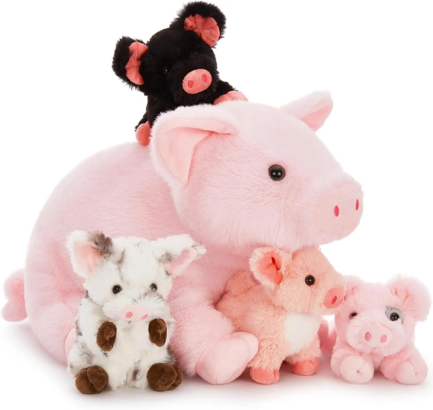 Pig Stuffed Animal, 16 Inch Mommy Pig Plush with 4 Soft Cuddly Baby Piggy Plushies in Mother Pig's Belly, Kawaii Chirstmas Birthday Gift for Girls Boys Kids, Baby Shower Decor