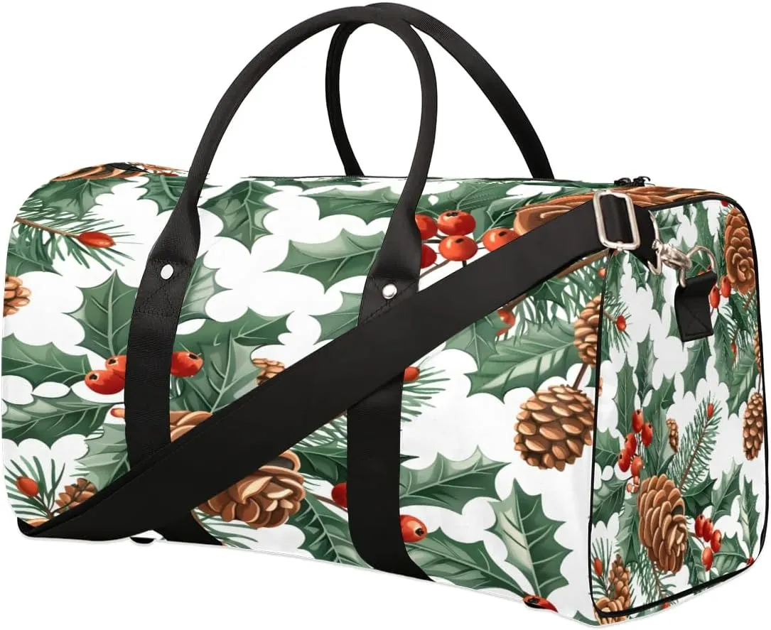 Pine Forest Pine Cones Travel Duffel Bag for Women Men Foldable Sport Gym Tote Bag Lightweight Waterproof Weekender Overnight Bag for Weekend Holiday Gym Swim Yoga