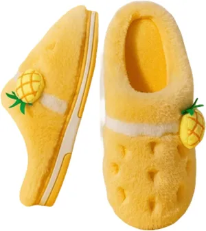 Pineapple Fuzzy Slippers With Plush Fluffy Slippers For Women Super Warm Memory Cartoon Design In Regal Colors (7.5,Pineapple)