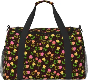 Pink Wildflower Travel Duffel Bag Large Foldable Waterproof Overnight Bag For Beach Swim Bags Pool Sports Gym