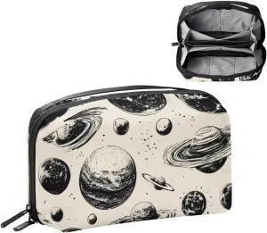 Planets and Moons around the Universe Electronics Organizer, Cord Cable Storage Bag Waterproof for Home Travelling, Electronic Accessories Case for Charge Mouse USB SD Card Hard Drives