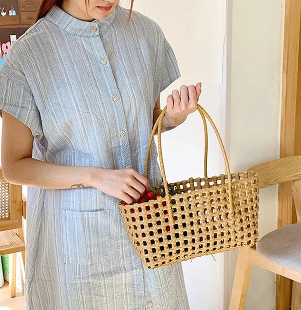 Plastic Woven Bag Purses for Women Hobo Shoulder Bag Straw Purse Hollow-out Handbag for Beach Summer Travel 2025