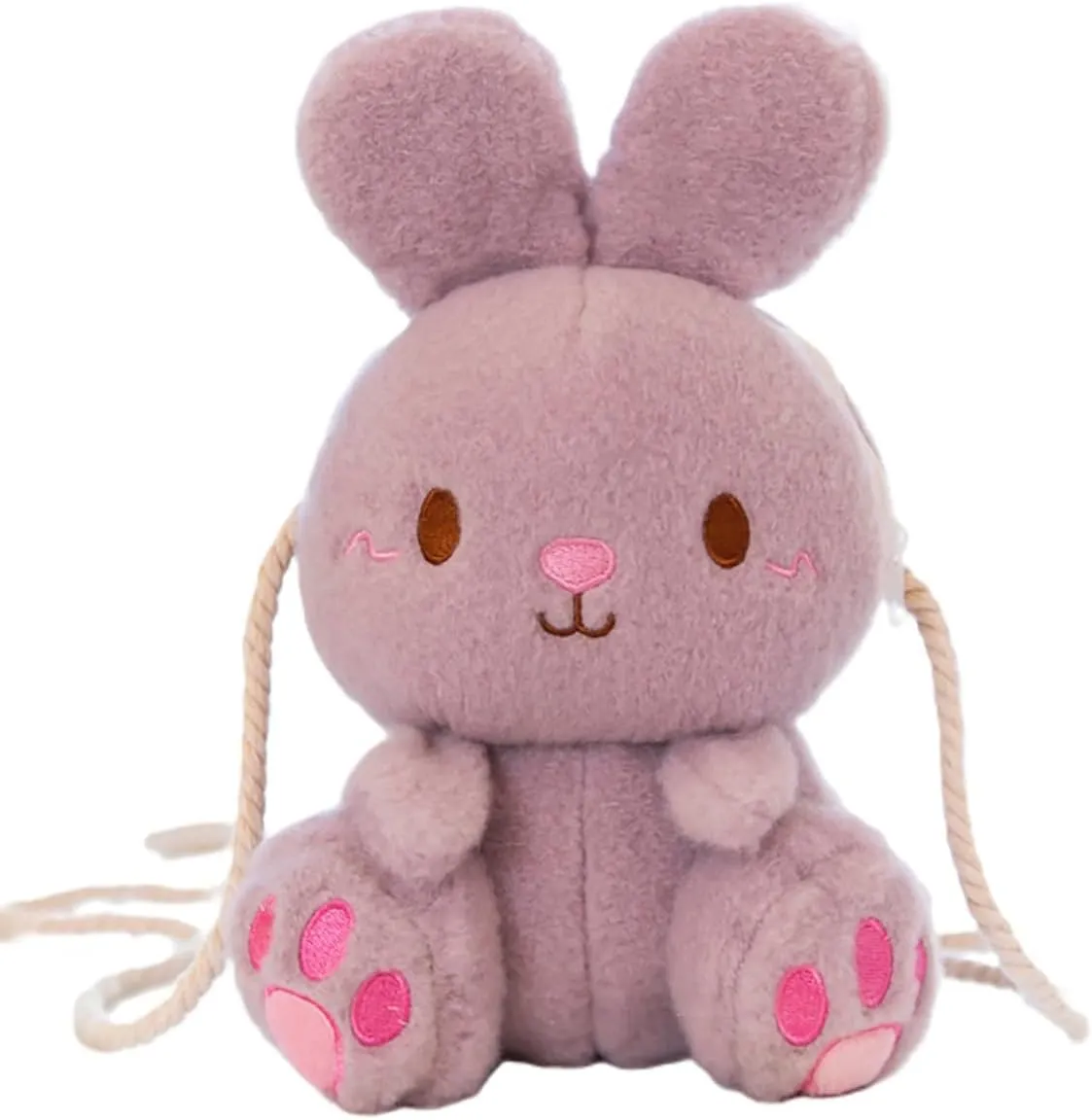 Plush Bunny Crossbody Messenger Shoulder Bag for Girls Women Cartoon Fluffy Rabbit Chain Wallets Bag