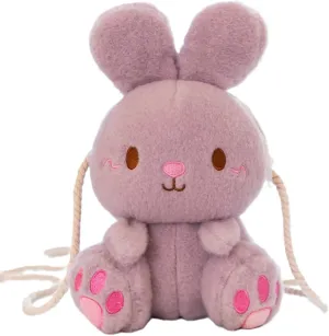 Plush Bunny Crossbody Messenger Shoulder Bag for Girls Women Cartoon Fluffy Rabbit Chain Wallets Bag