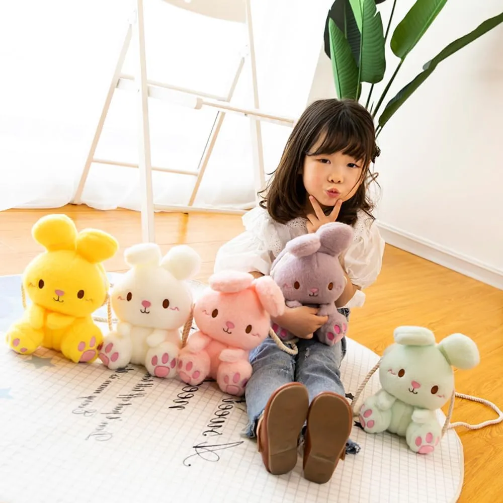 Plush Bunny Crossbody Messenger Shoulder Bag for Girls Women Cartoon Fluffy Rabbit Chain Wallets Bag