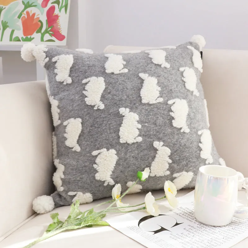 Plush Cute Ball Cute Rabbit Pillow Cover For Children's Room