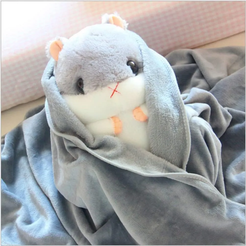 Plush Hamster Stuffed Animal Toys Hamster Throw Pillow with Blanket 19.7 Inches Pink