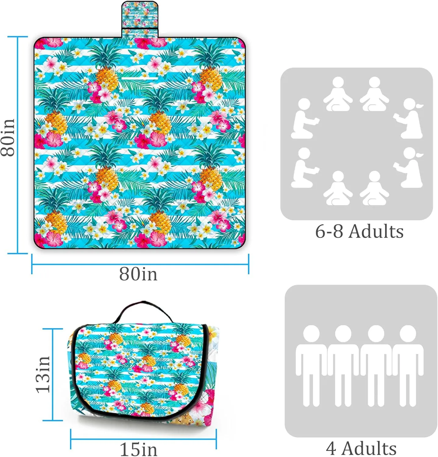 Poedist Extra Large Picnic Blanket Waterproof,60"x 80"Foldable Machine Washable Beach Blanket,Outdoor for 6-8 Adults,Suitable for Crawling,Park Beach,Camping,Hiking,Family （Flamingo）