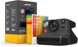 Polaroid Now 2nd Generation I-Type Instant Camera   Film Bundle - Now Black Camera   16 Color Photos (6248)- Black