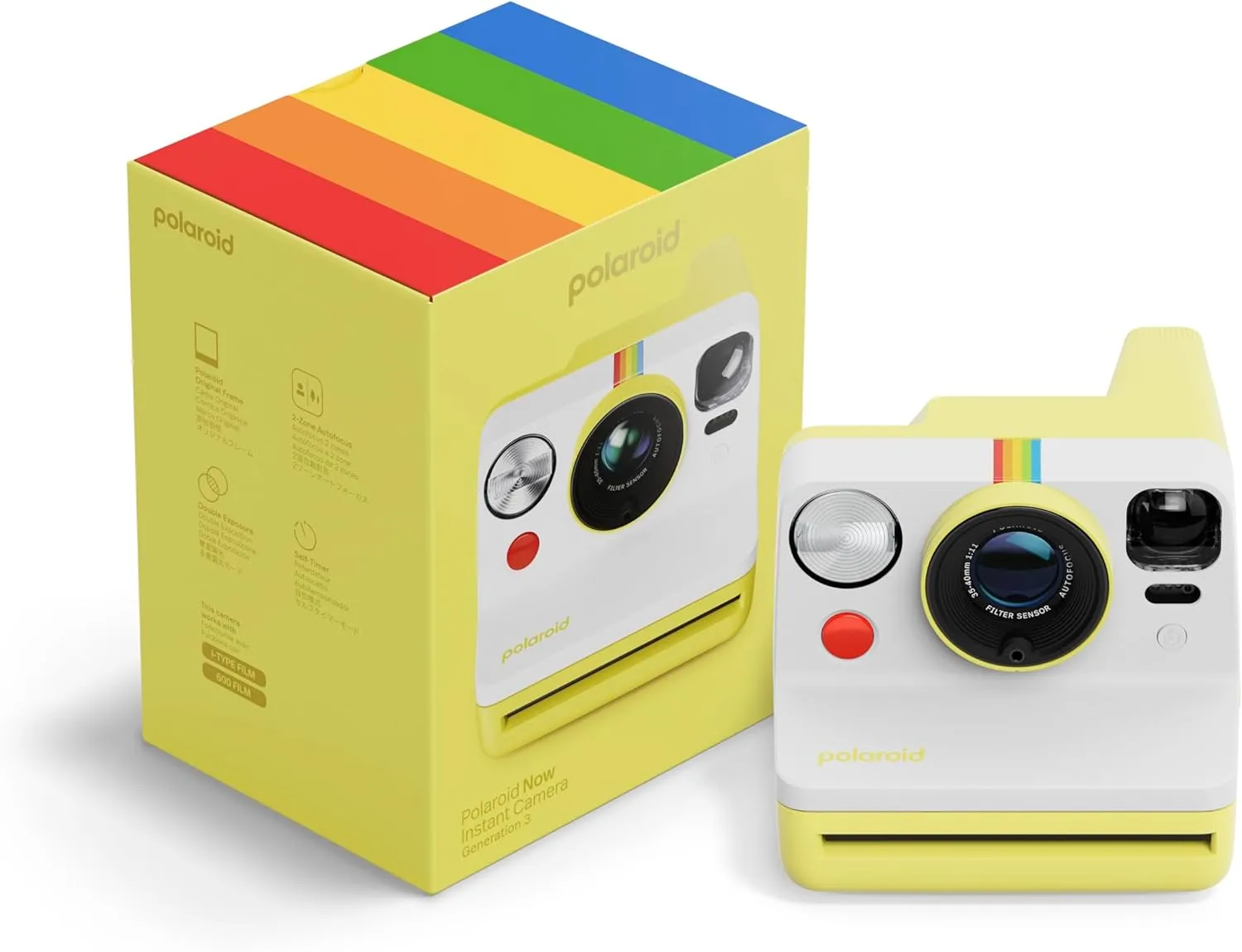Polaroid Now 3rd Generation I-Type Instant Film Camera - Yellow - Camera Only No Film (9158)