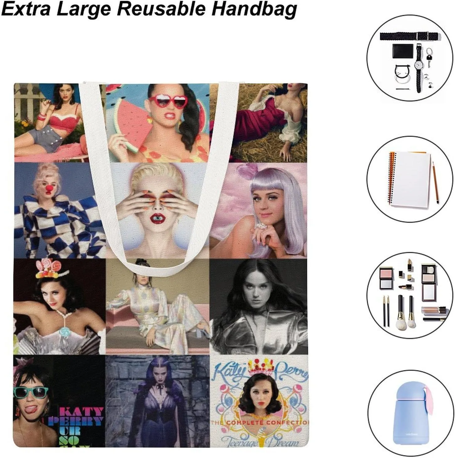 Pop Music Tote Bags, Womens Shoulder Bag, Print Travel Bag, Novelty Canvas Tote Bag Double, Funny Reusable Grocery Bag