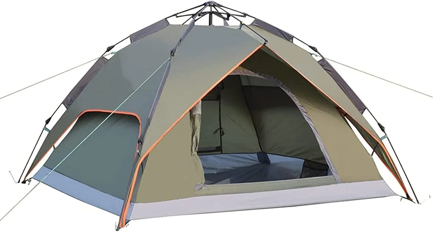 Pop Up Tent Family Camping Tent 3-4 Person Tent Portable Instant Tent Profession Automatic Tent Waterproof Windproof Sun Shelters for Outddor Camping Hiking Mountaineering,Gray