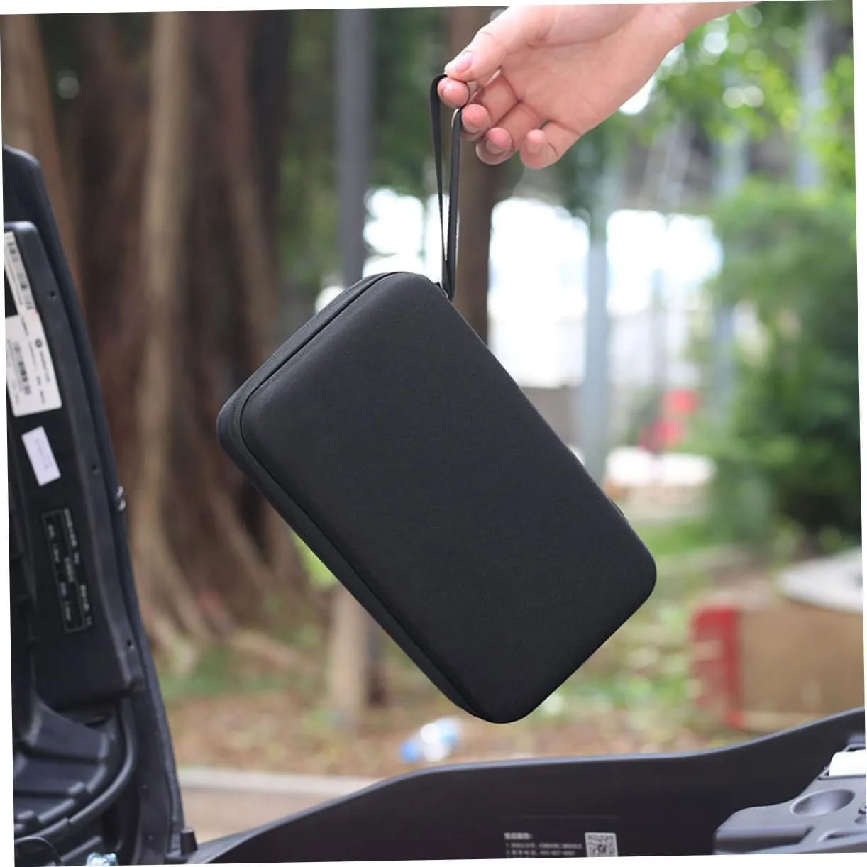 POPETPOP Electric Vehicle Charger Storage Bag Hard Shell Cable Organizer for Bike and Scooter Accessories Shockproof and Pressure Resistant Design Portable Handbag for Daily Use