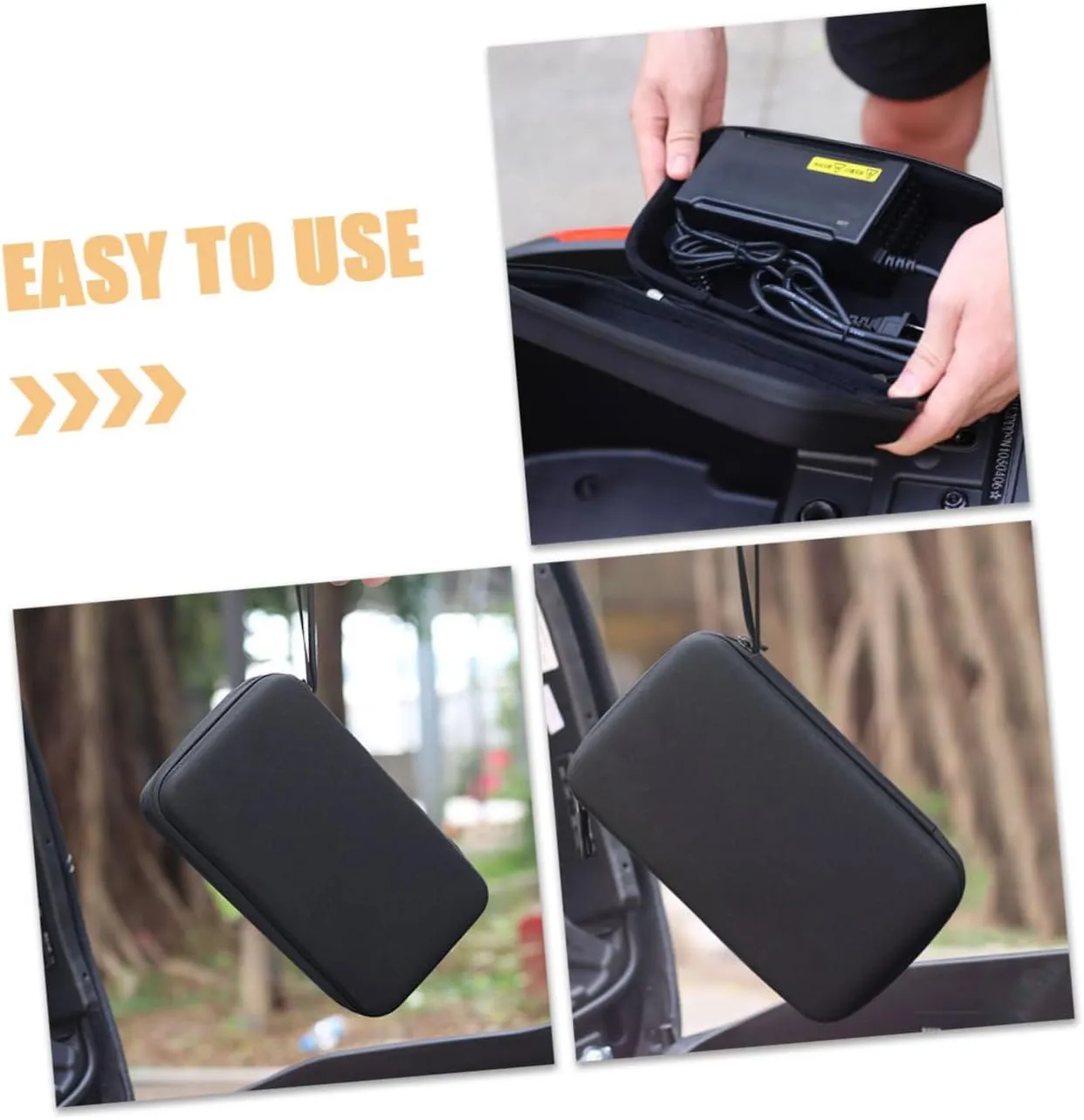 POPETPOP Electric Vehicle Charger Storage Bag Hard Shell Cable Organizer for Bike and Scooter Accessories Shockproof and Pressure Resistant Design Portable Handbag for Daily Use